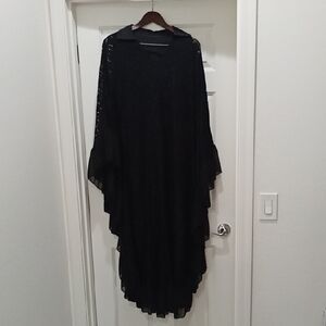 Gorgeous Black Lace & Ruffle Poncho Style Dress